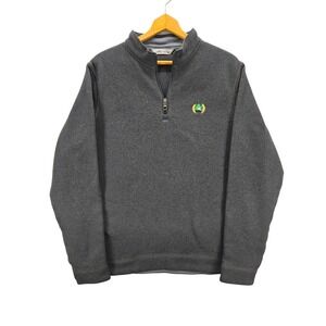 Peter Millar Gray Recycled Polyester 1/4 Zip Fleece Pullover L Eagle Oaks Golf